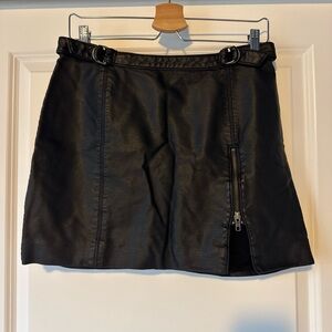 Free People - Black Leather Mini Skirt